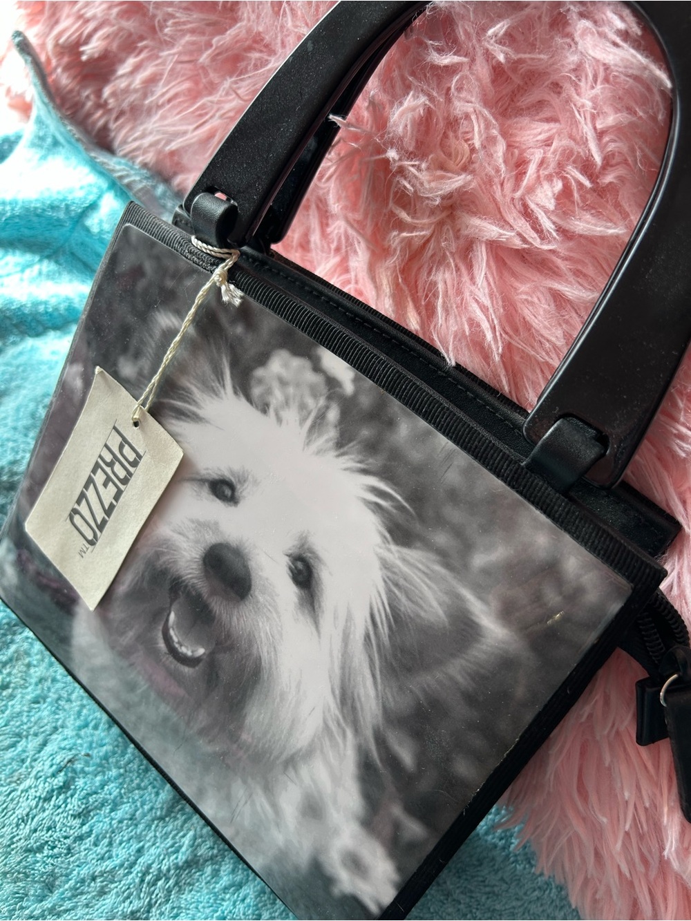 Black & White Dog Print Tote Bag -